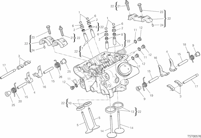 All parts for the Vertical Head of the Ducati Diavel Xdiavel S Thailand 1260 2016